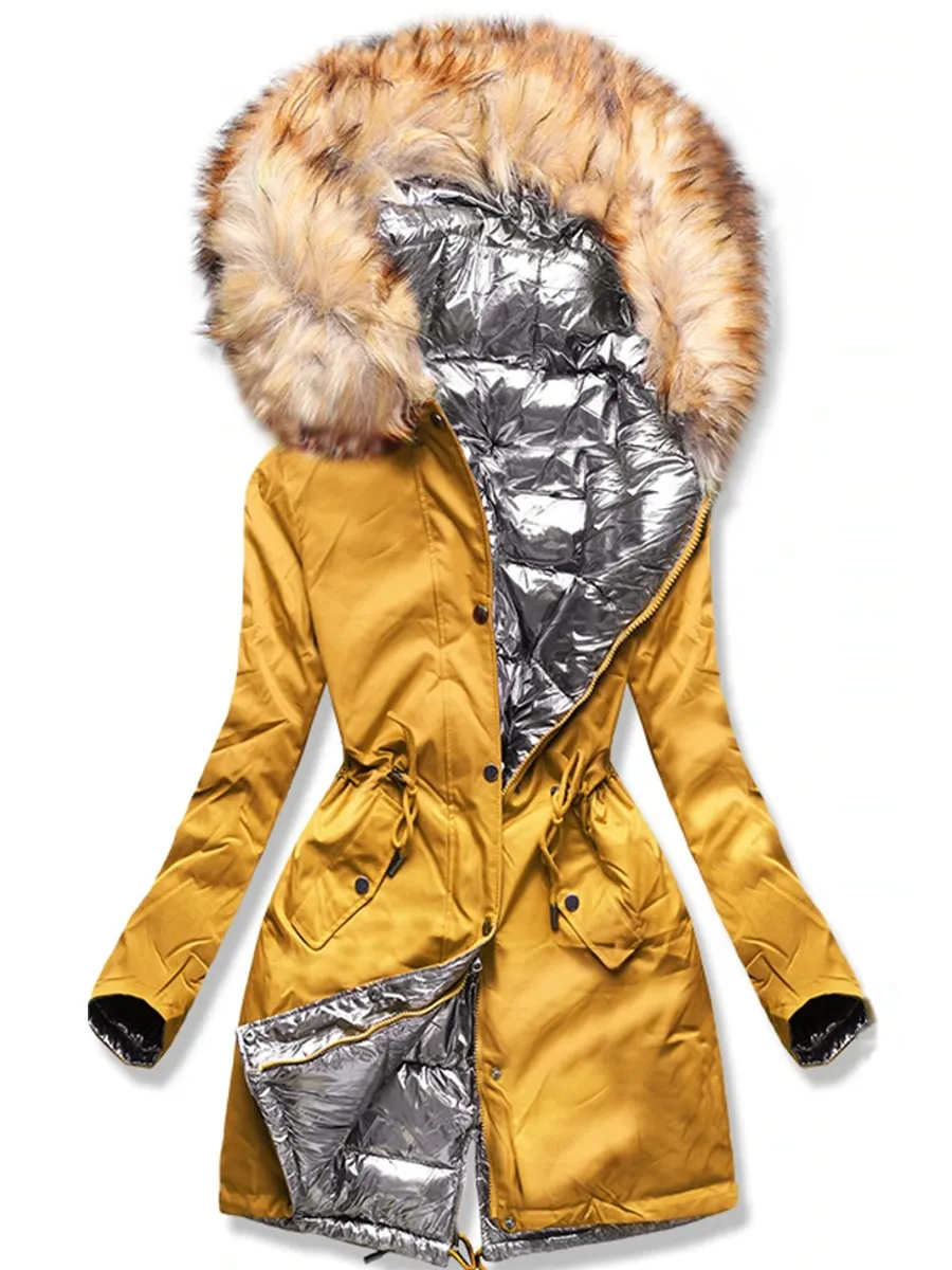 Fashion Warm Long Drawstring Fur Coat