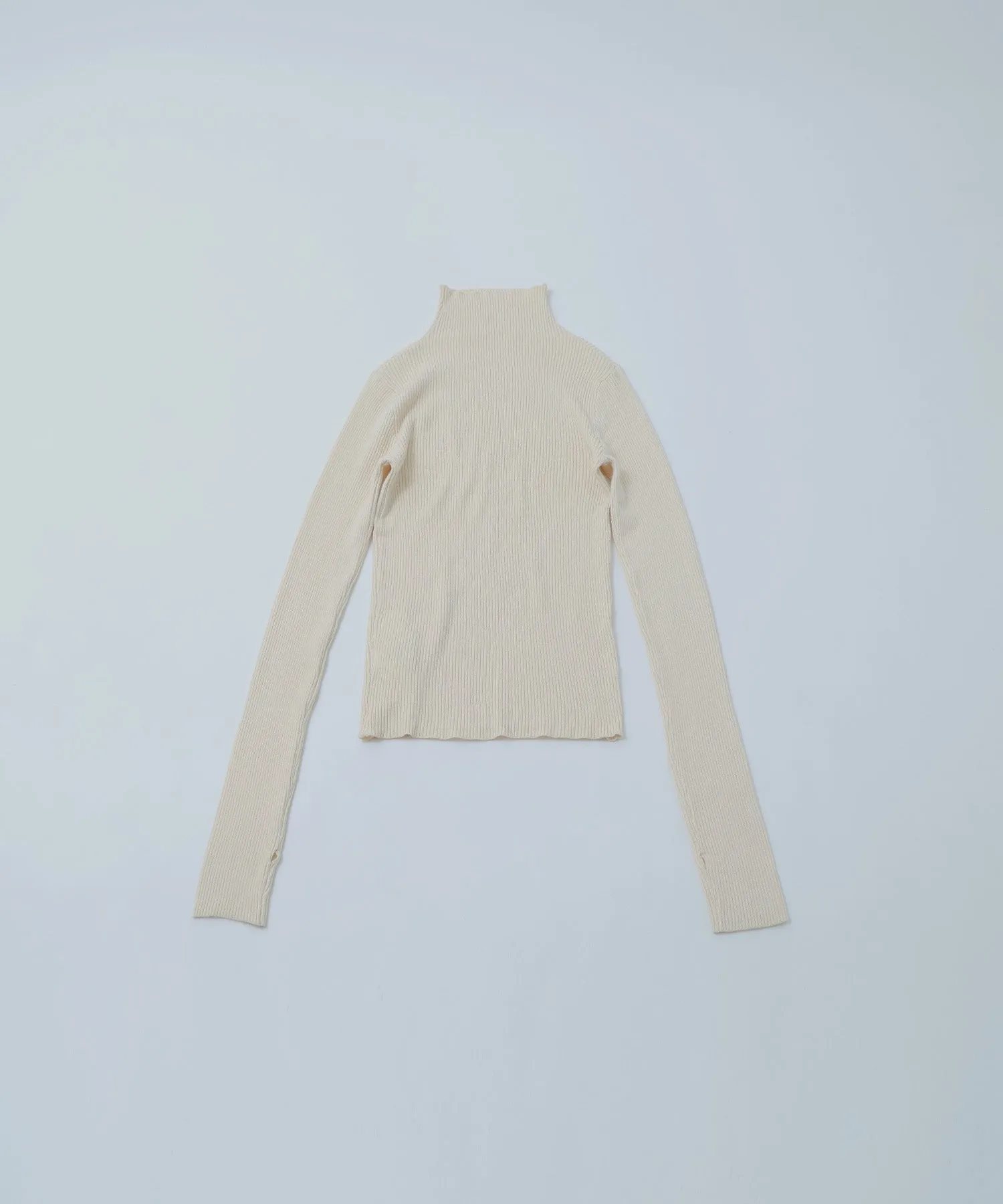Finger hole high-neck rib knit