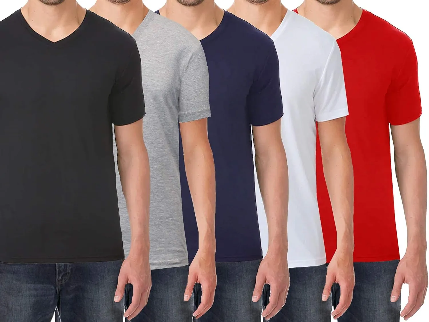 Galaxy by Harvic Men's Short Sleeve V-Neck Cotton Stretch Tees