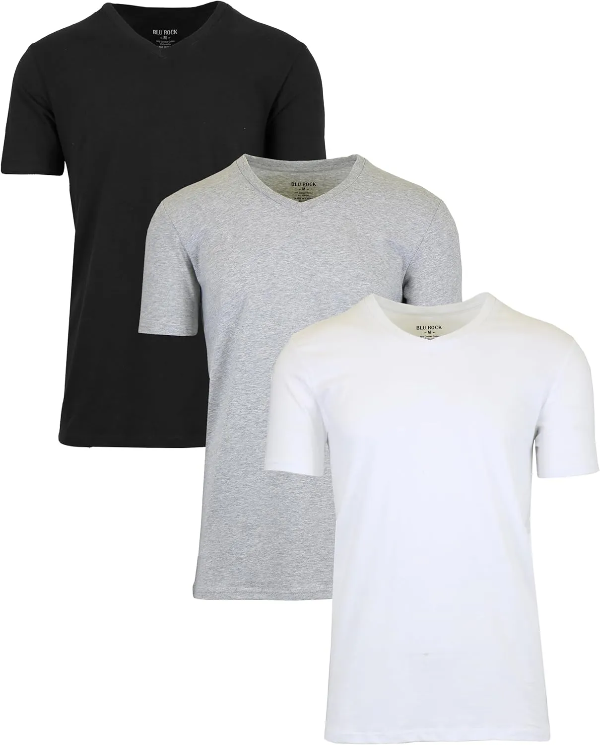 Galaxy by Harvic Men's Short Sleeve V-Neck Cotton Stretch Tees