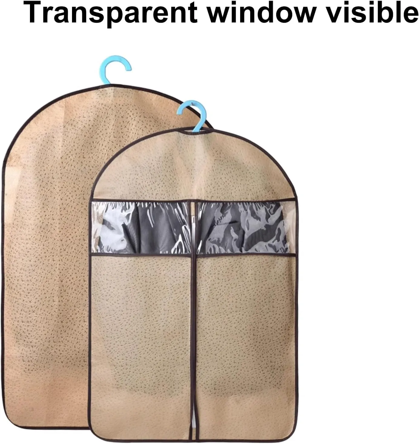 Garment Bag Embossed Non Woven Fabric, Suit Bags with Transparent Window, Suitable for Storing Suits, Shirts, Sweaters(Red,60x108cm/24x42in)