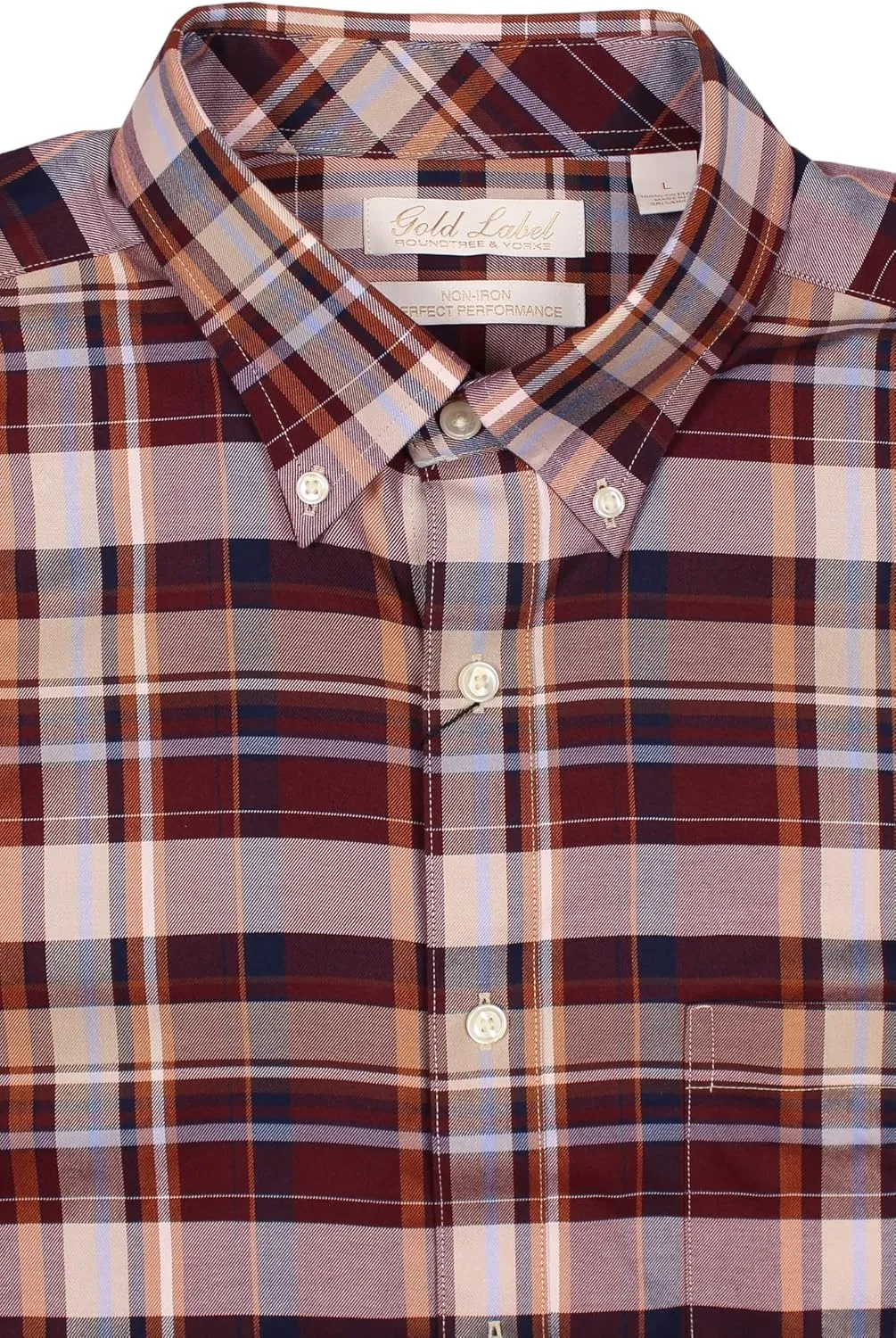 Gold Label Roundtree & Yorke Men's Non-Iron Long Sleeve Shirt 100% Cotton, Regular Sizes