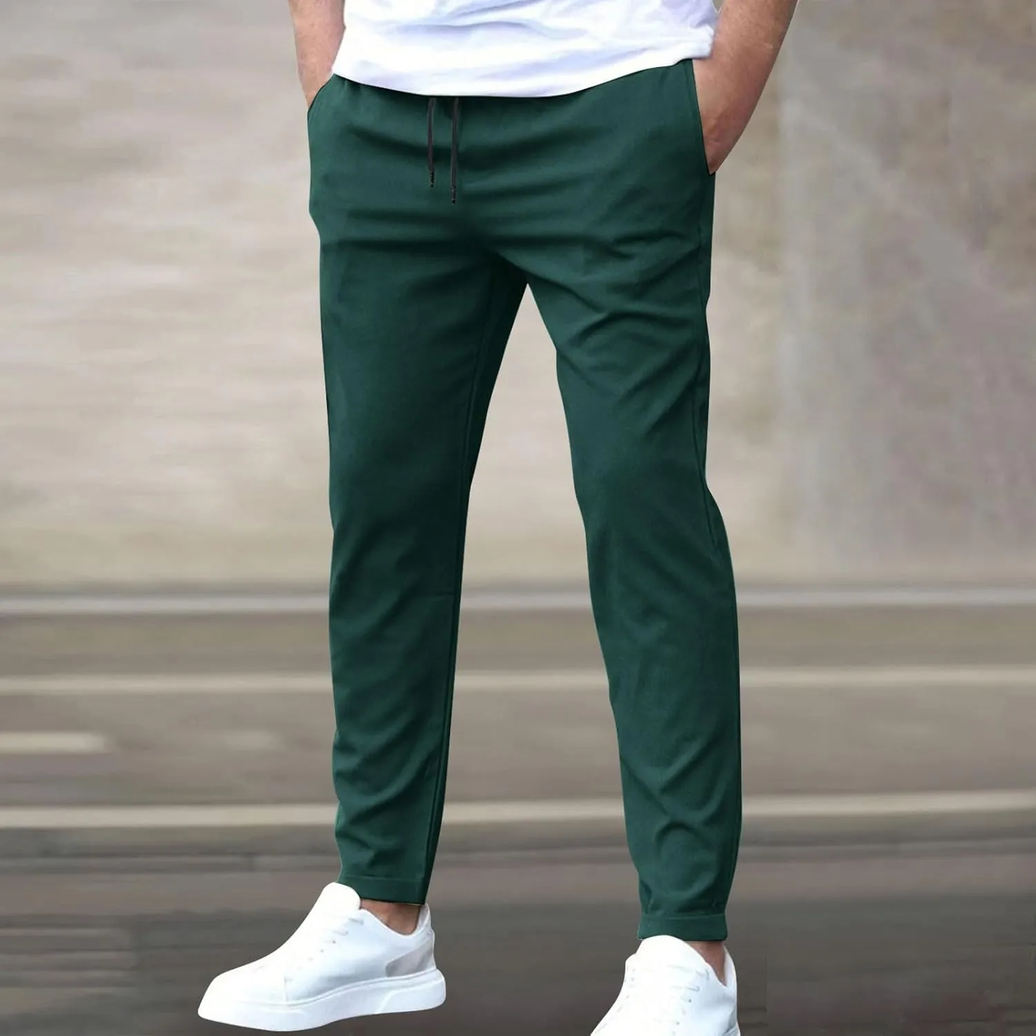 Golf Joggers Pants Men Slim Fit Elastic Waist Casual Pants Drawstring Stretch Tapered Pant with Pockets Casual Joggers