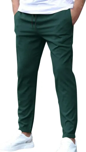 Golf Joggers Pants Men Slim Fit Elastic Waist Casual Pants Drawstring Stretch Tapered Pant with Pockets Casual Joggers