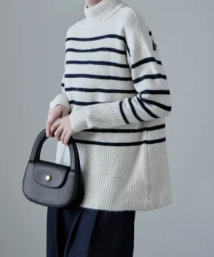 High neck border knit