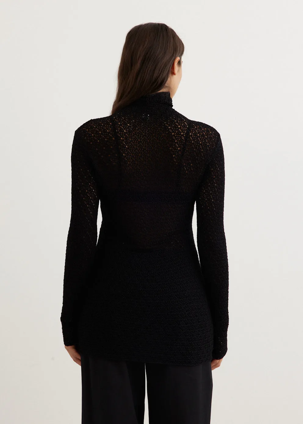 High-Neck Crochet Knit