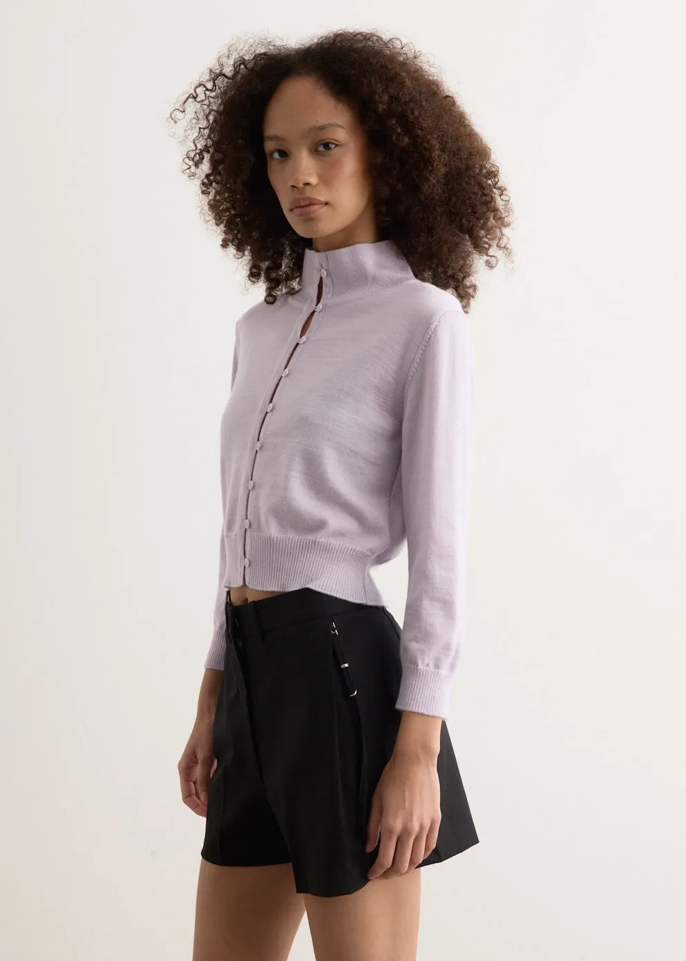 High Neck Knit Cardigan