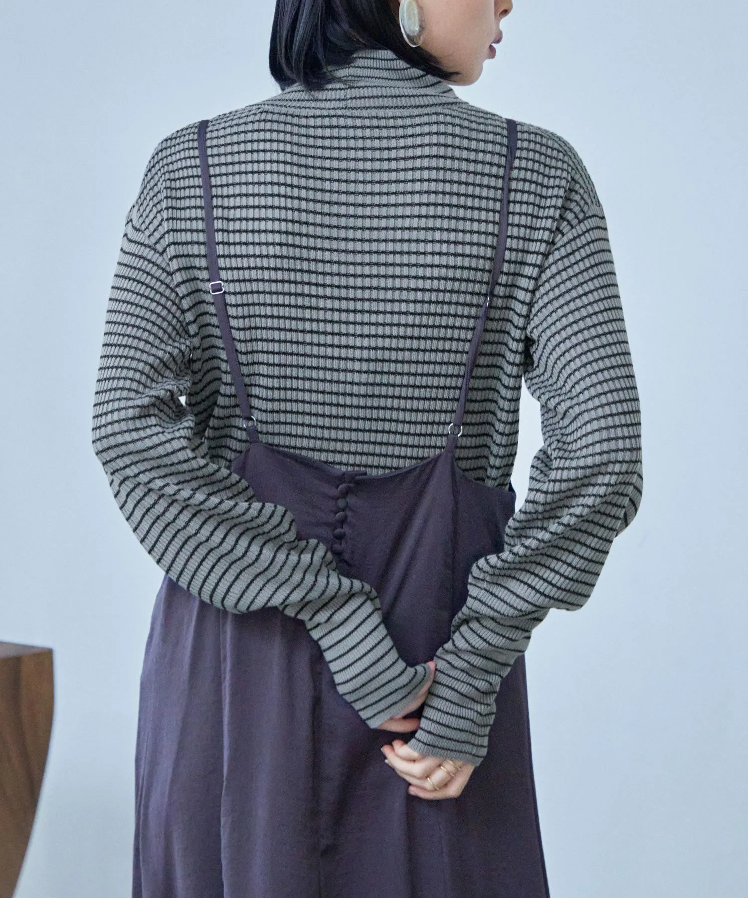 High Neck Striped Knit Pullover