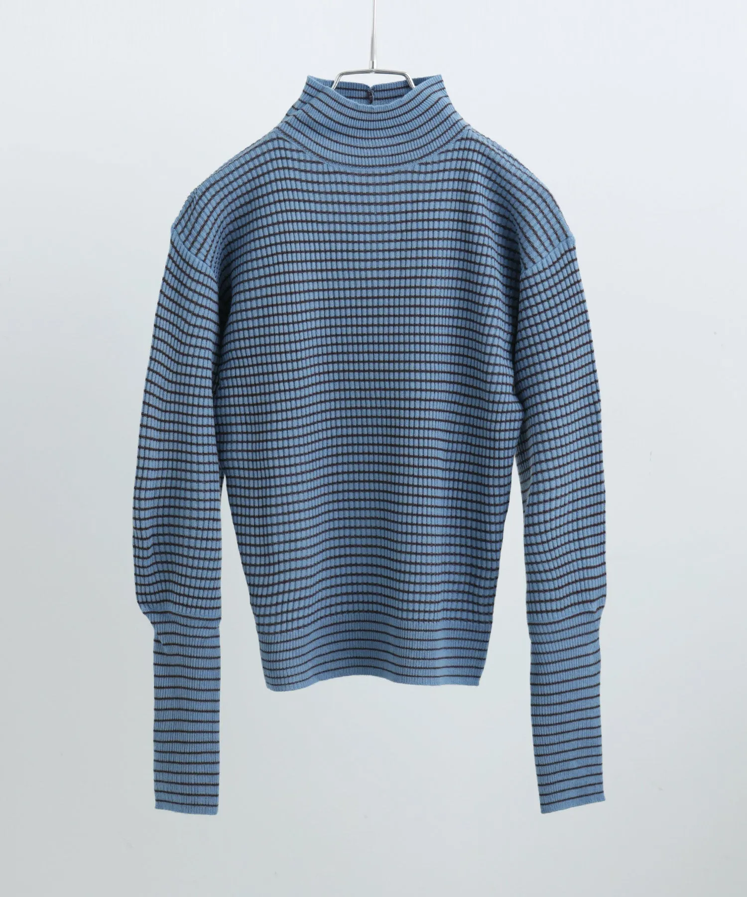 High Neck Striped Knit Pullover
