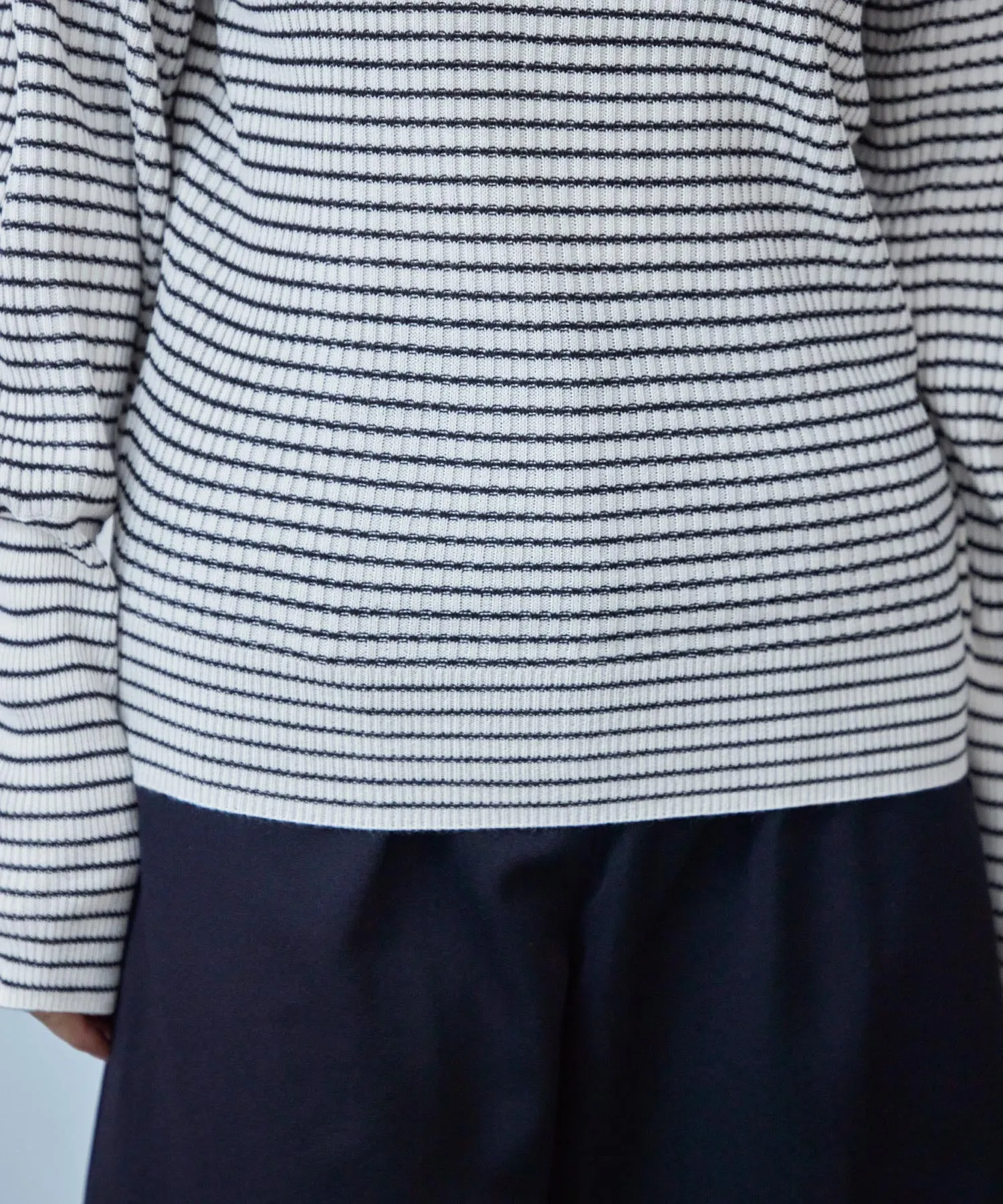 High Neck Striped Knit Pullover