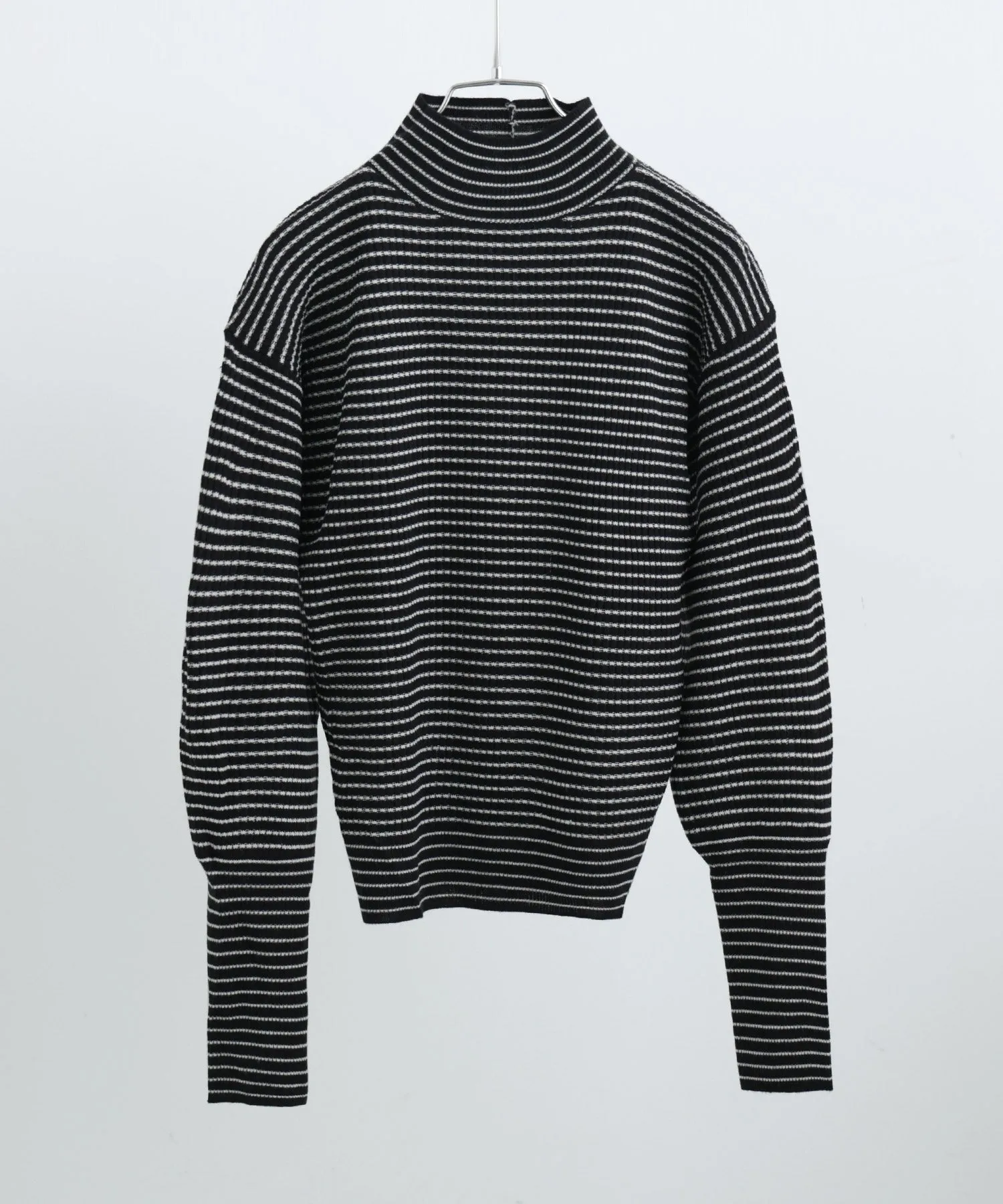 High Neck Striped Knit Pullover