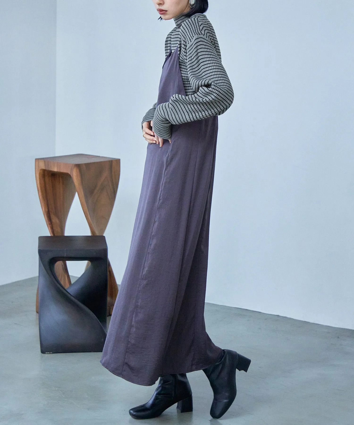 High Neck Striped Knit Pullover