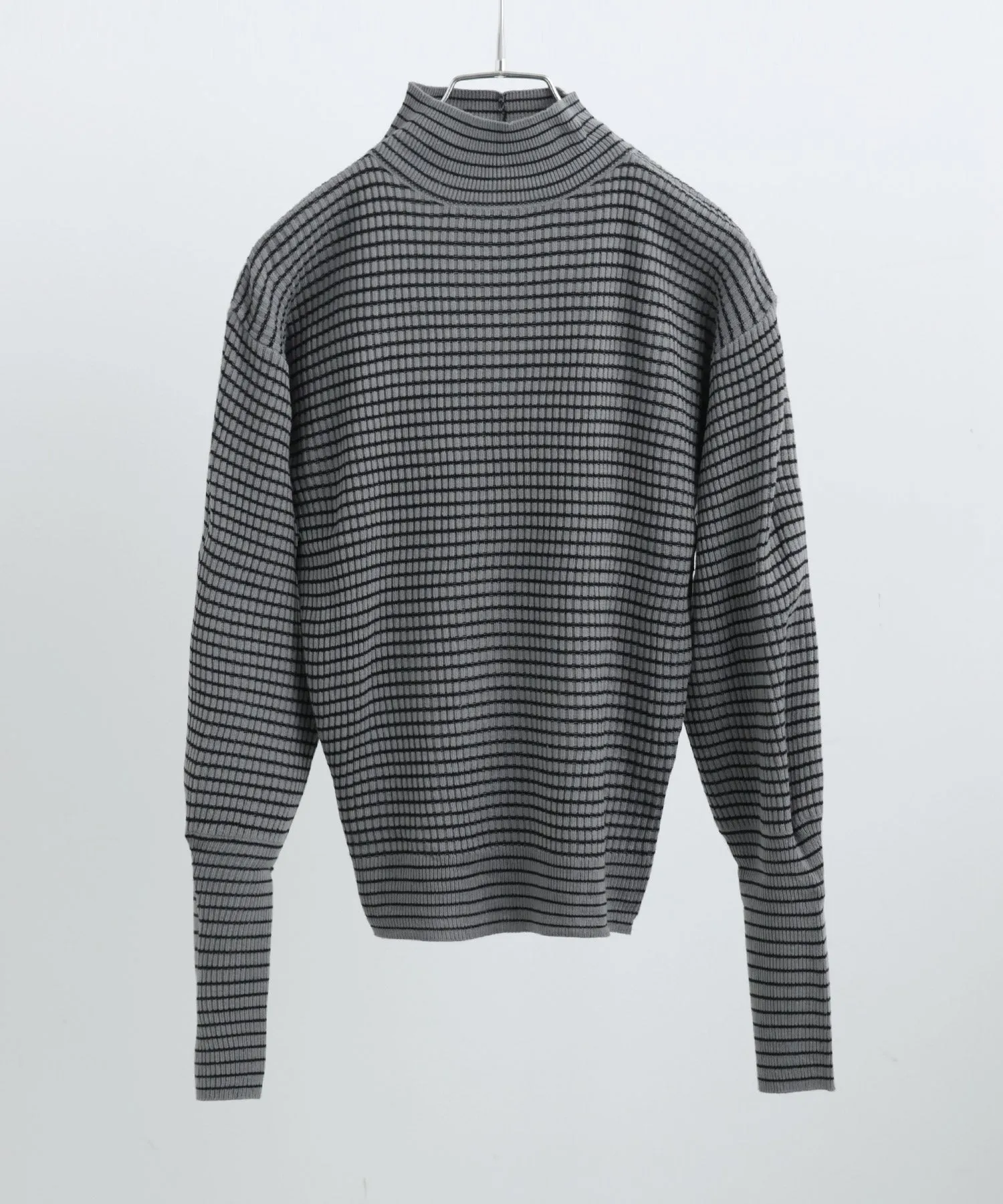 High Neck Striped Knit Pullover