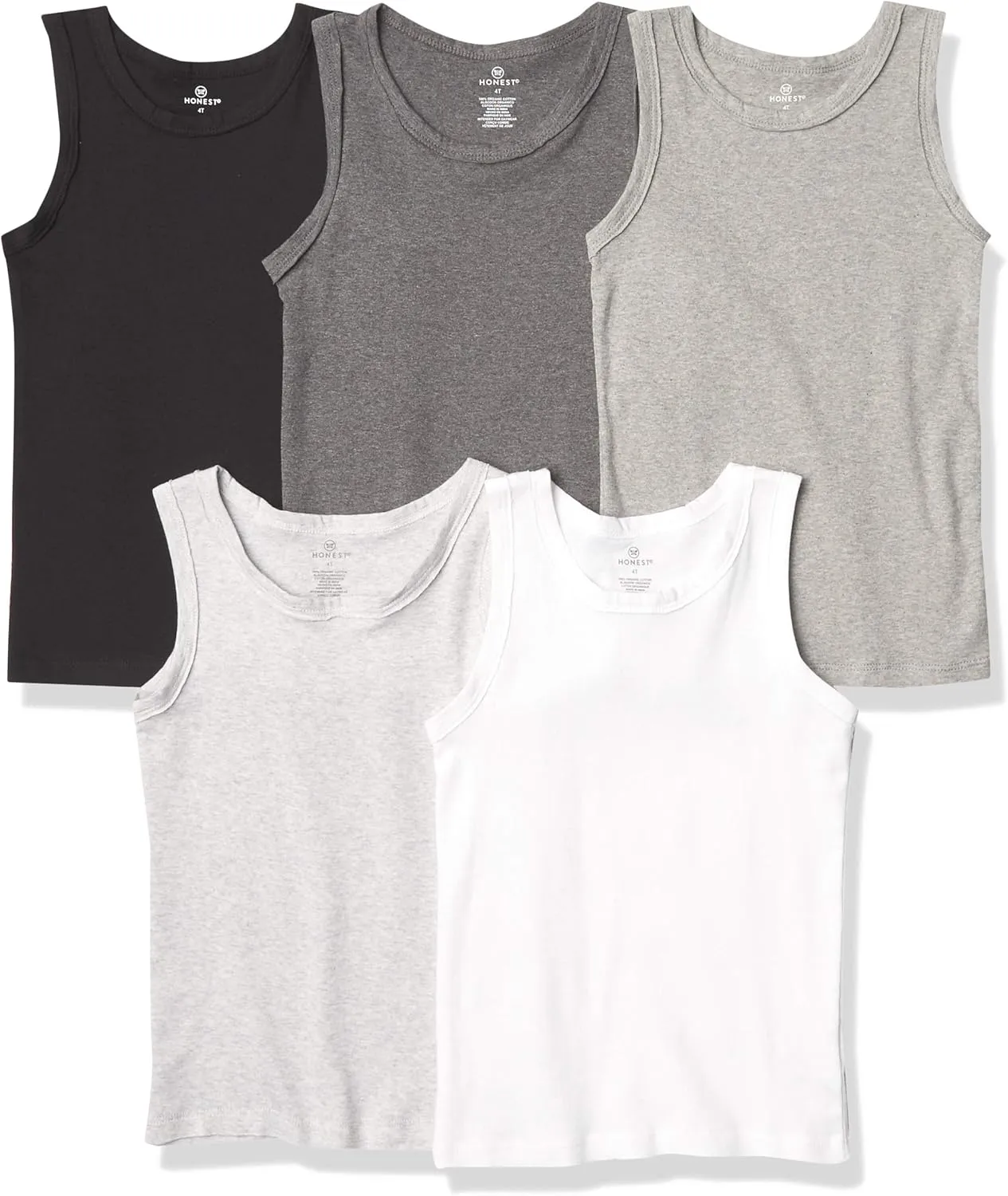 HonestBaby Multipack Muscle T-Shirts Sleeveless Tees 100% Organic Cotton for Infant Baby and Toddler Boys, Girls, Unisex