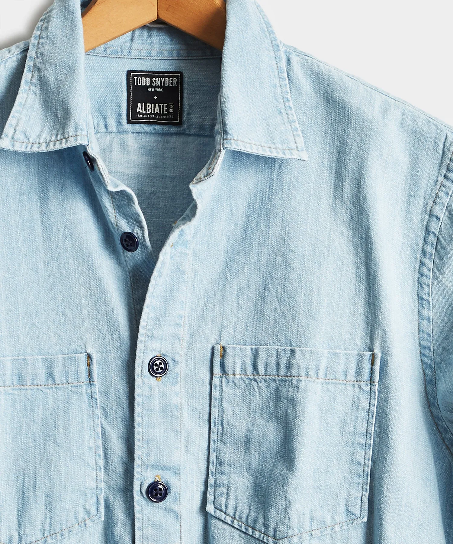 Italian Denim Overshirt in Worn Wash