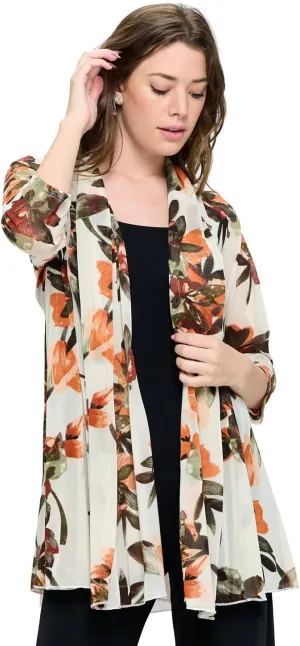 Jostar Women's Mesh Jacket Cardigan - 3/4 Sleeve Sheer Lightweight Open Front Princess Soft Drape Knit Sweater
