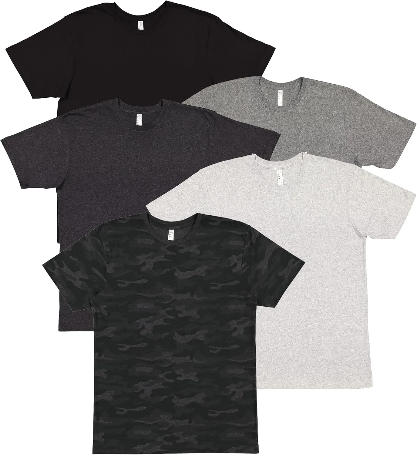 LAT Adult Unisex Crew Neck Short Sleeve Soft Cotton T-Shirt 5 Pack