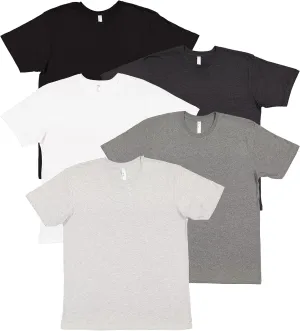 LAT Adult Unisex Crew Neck Short Sleeve Soft Cotton T-Shirt 5 Pack