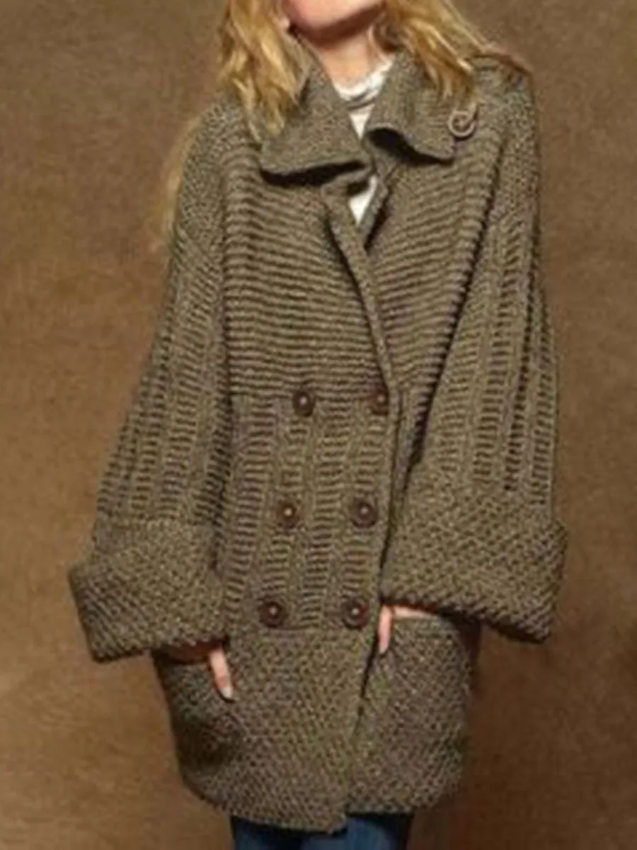 Long Loose-fitting Knitted Warm Sweater Coat