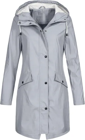 Long Rain Coat for Women 2025 Trendy Casual Lightweight Windbreaker Jacket Waterproof Hooded Rain Jacket Trench Coat