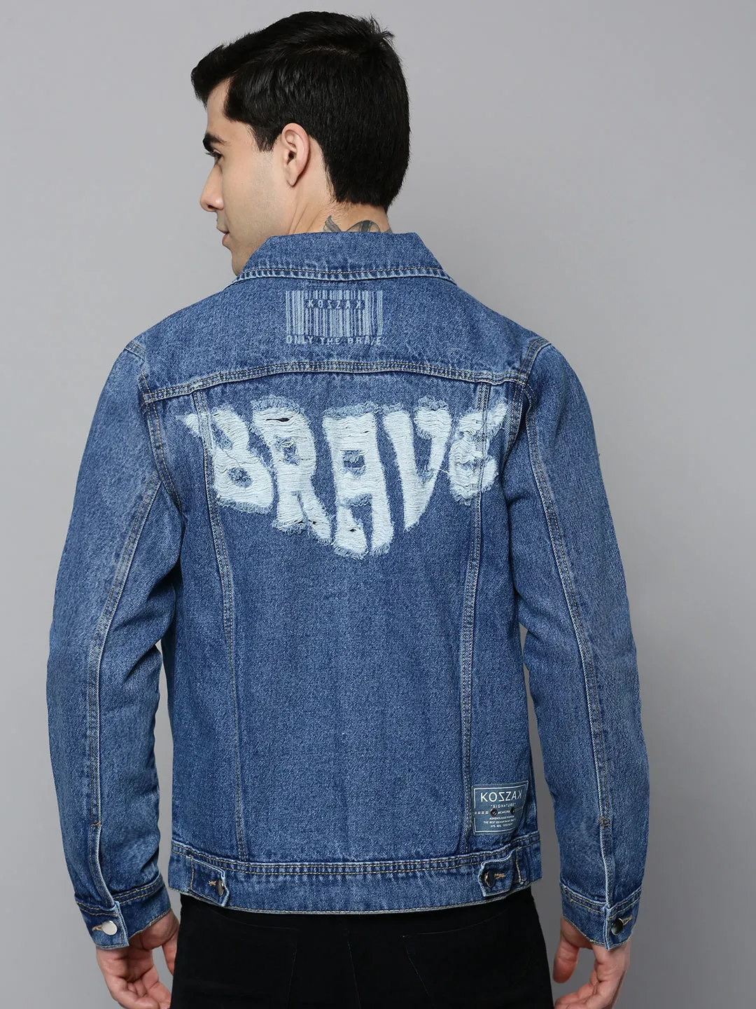 Men Blue Washed Denim Jacket