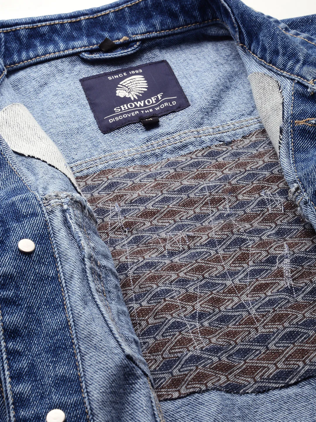 Men Blue Washed Denim Jacket