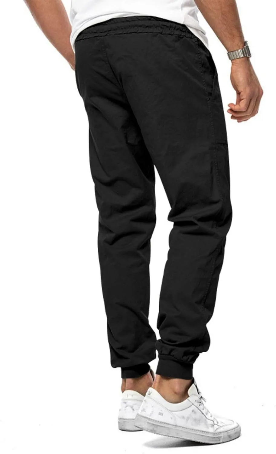 Men's Casual Drawstring Elastic Waist Pants Flat Front Casual Jogger Pants Trousers with Pockets