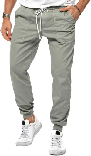 Men's Casual Drawstring Elastic Waist Pants Flat Front Casual Jogger Pants Trousers with Pockets