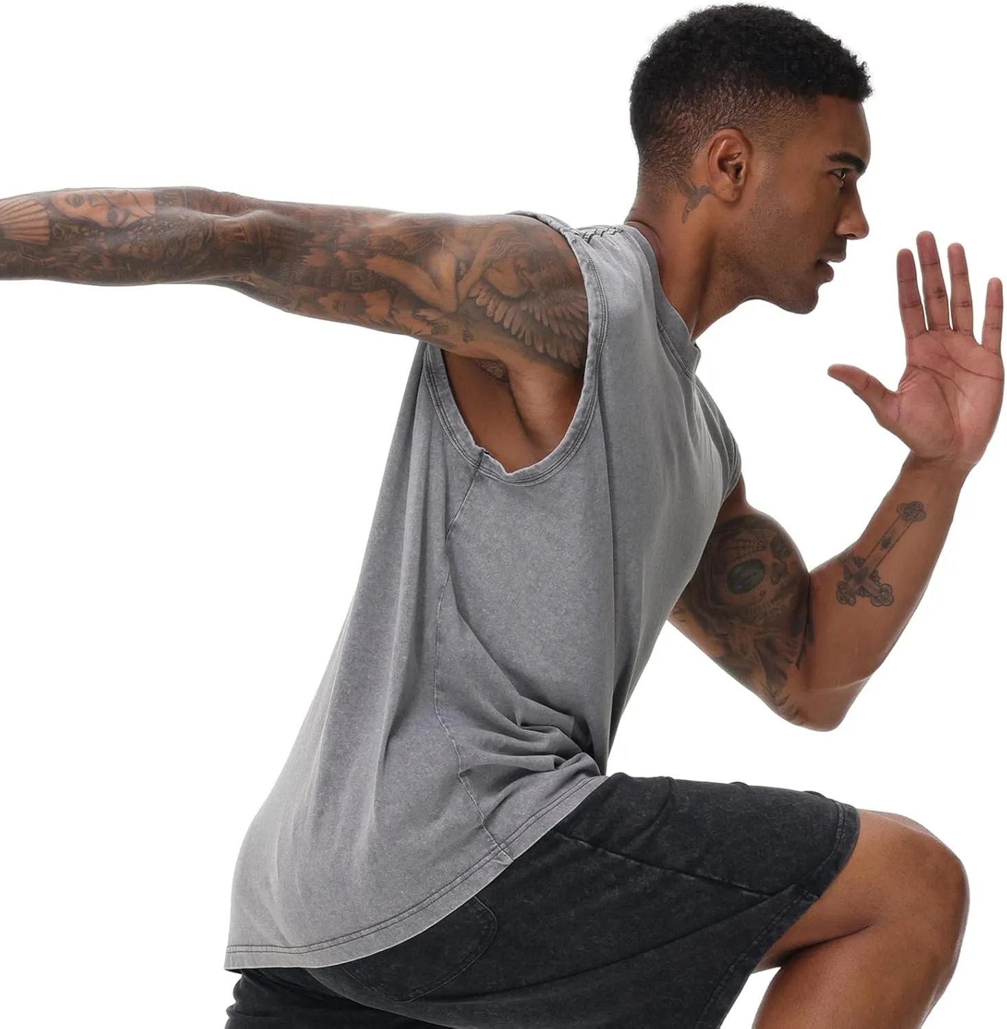 Mens Cotton Sleeveless Tank Tops Cut Off Muscle Gym T Shirts Running Beach Loose Fit Tees