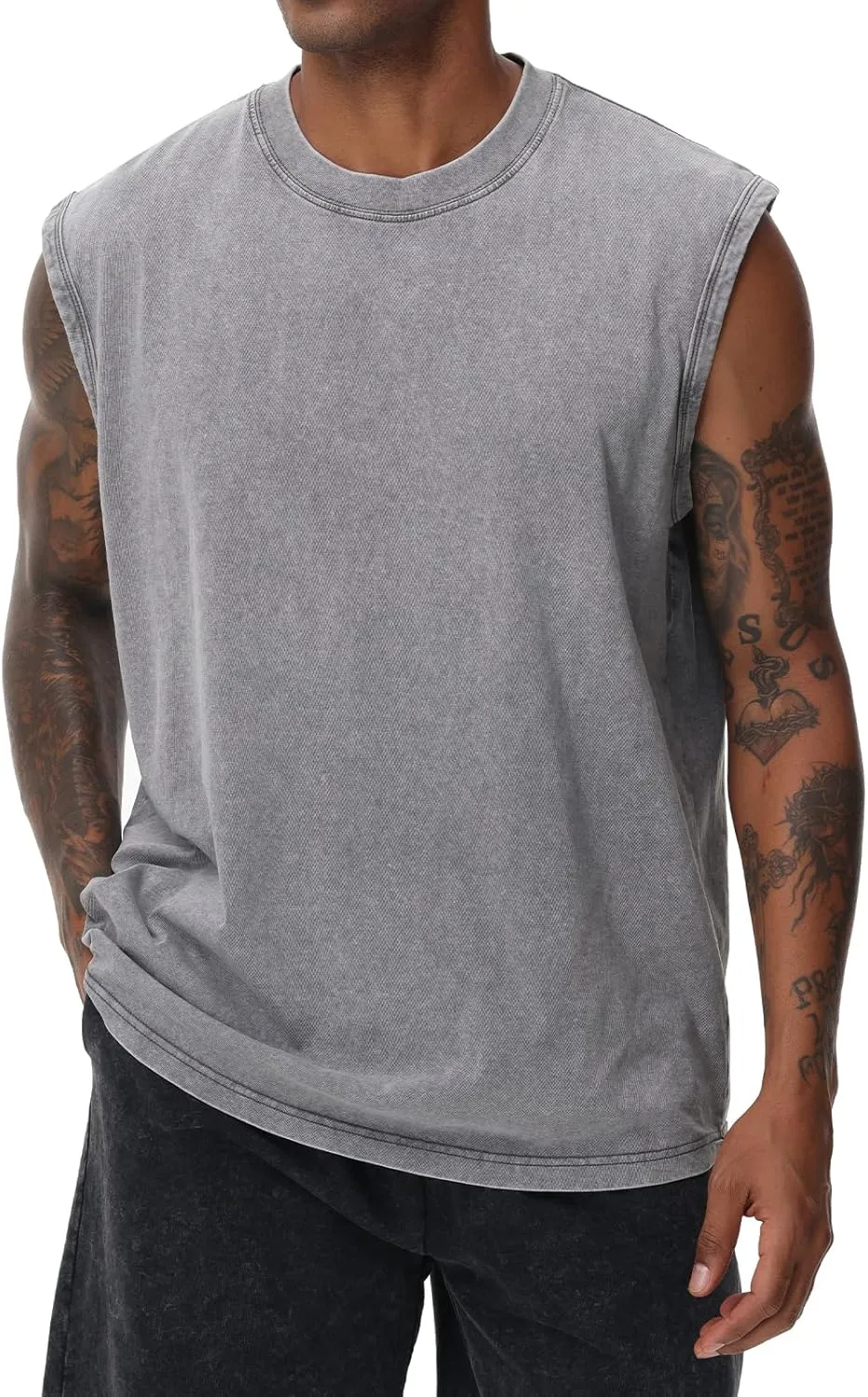 Mens Cotton Sleeveless Tank Tops Cut Off Muscle Gym T Shirts Running Beach Loose Fit Tees