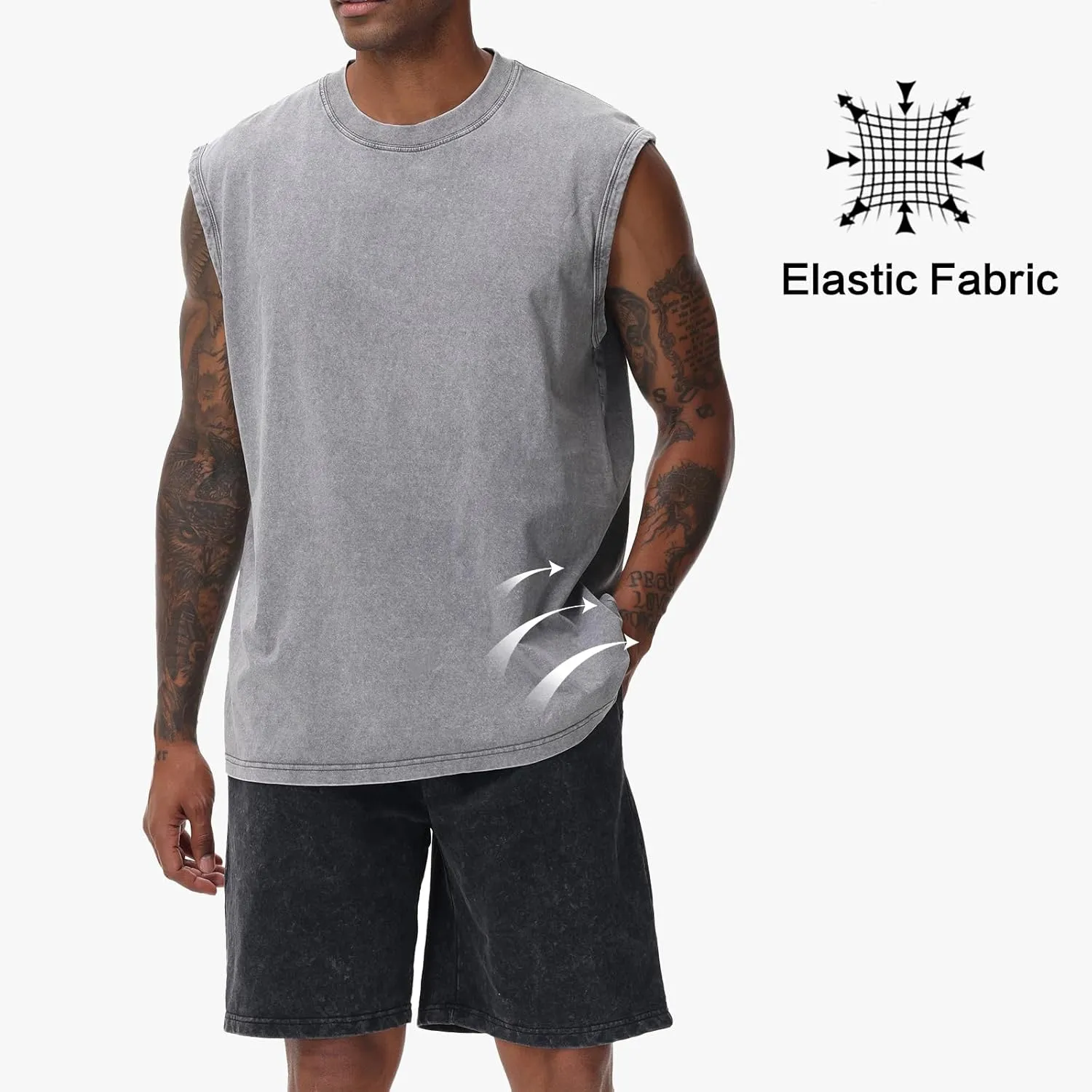 Mens Cotton Sleeveless Tank Tops Cut Off Muscle Gym T Shirts Running Beach Loose Fit Tees