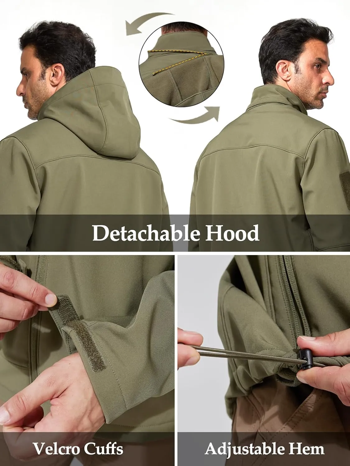 Mens Jacket Waterproof Hooded Coats Tactical Soft Shell Jackets for Men