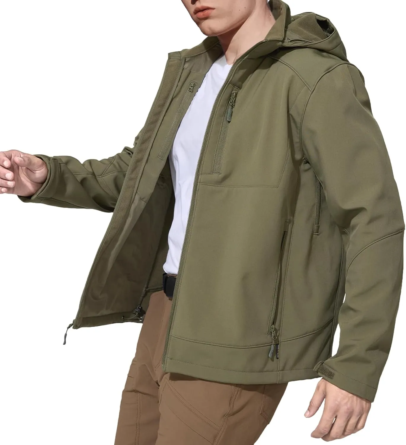 Mens Jacket Waterproof Hooded Coats Tactical Soft Shell Jackets for Men