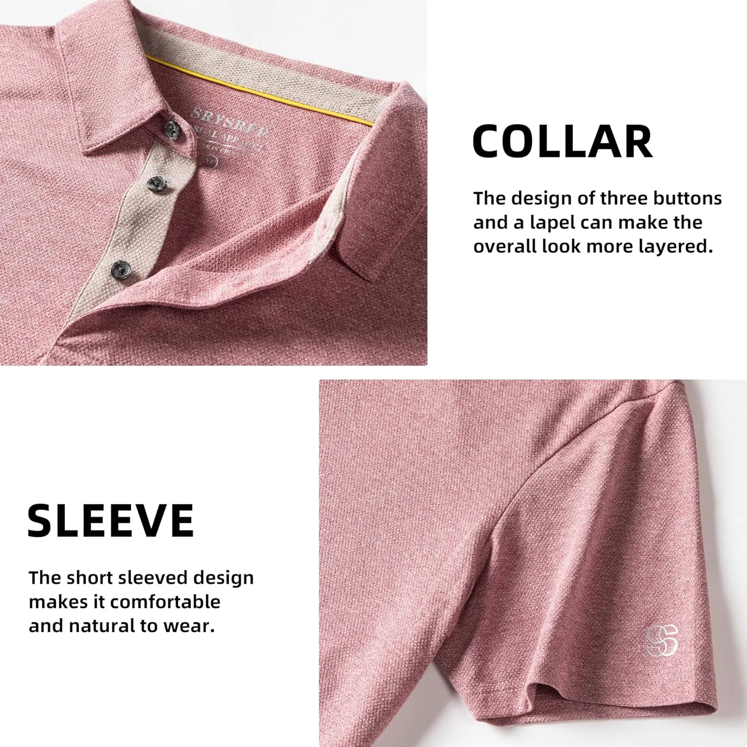 Men's Polo Shirts Short Sleeve Cotton Blend Moisture Wicking Dry Fit Performance Collared Golf Shirts for Men