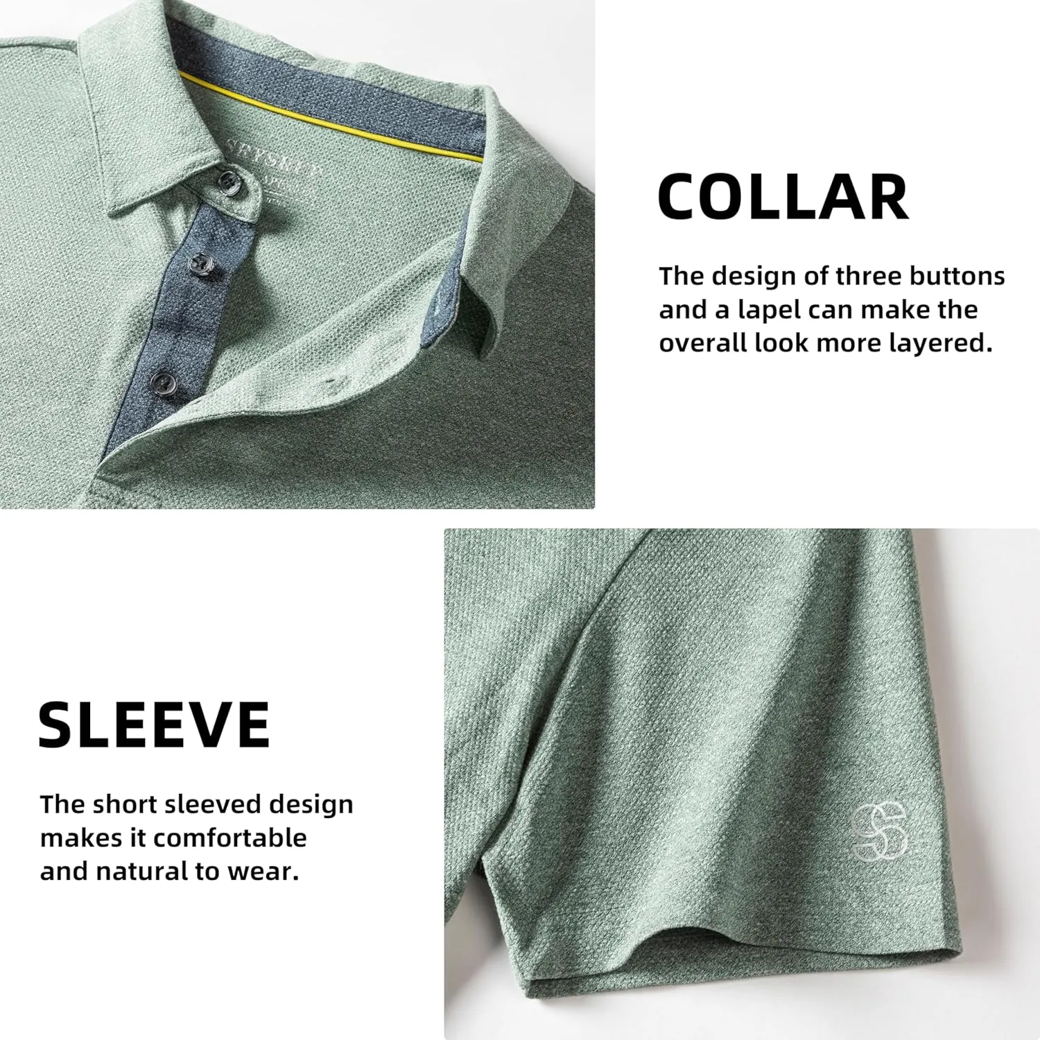 Men's Polo Shirts Short Sleeve Cotton Blend Moisture Wicking Dry Fit Performance Collared Golf Shirts for Men
