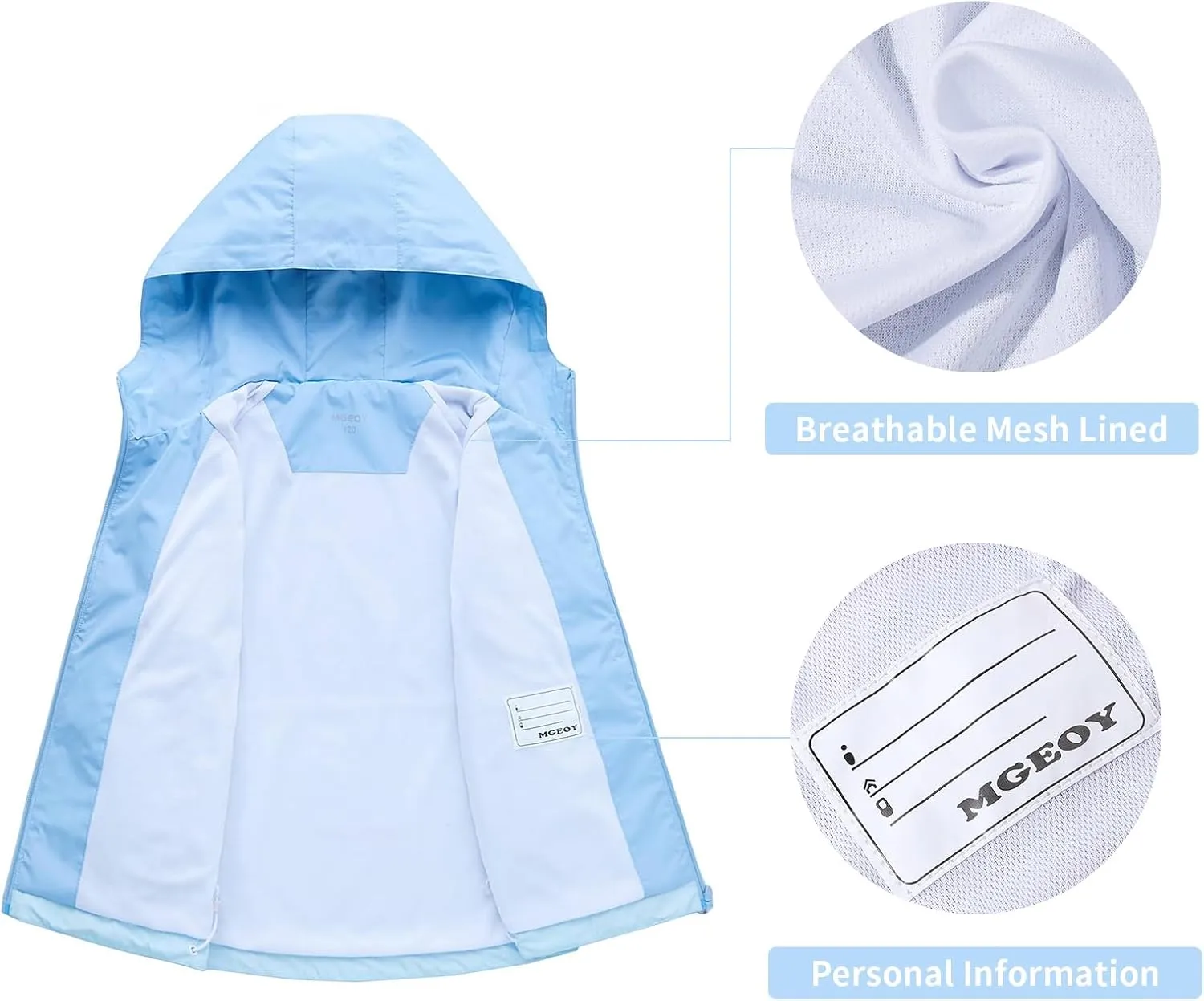 MGEOY Kids Rain Jackets Waterproof with Hood Lightweight Rain Coats for Girls Boys