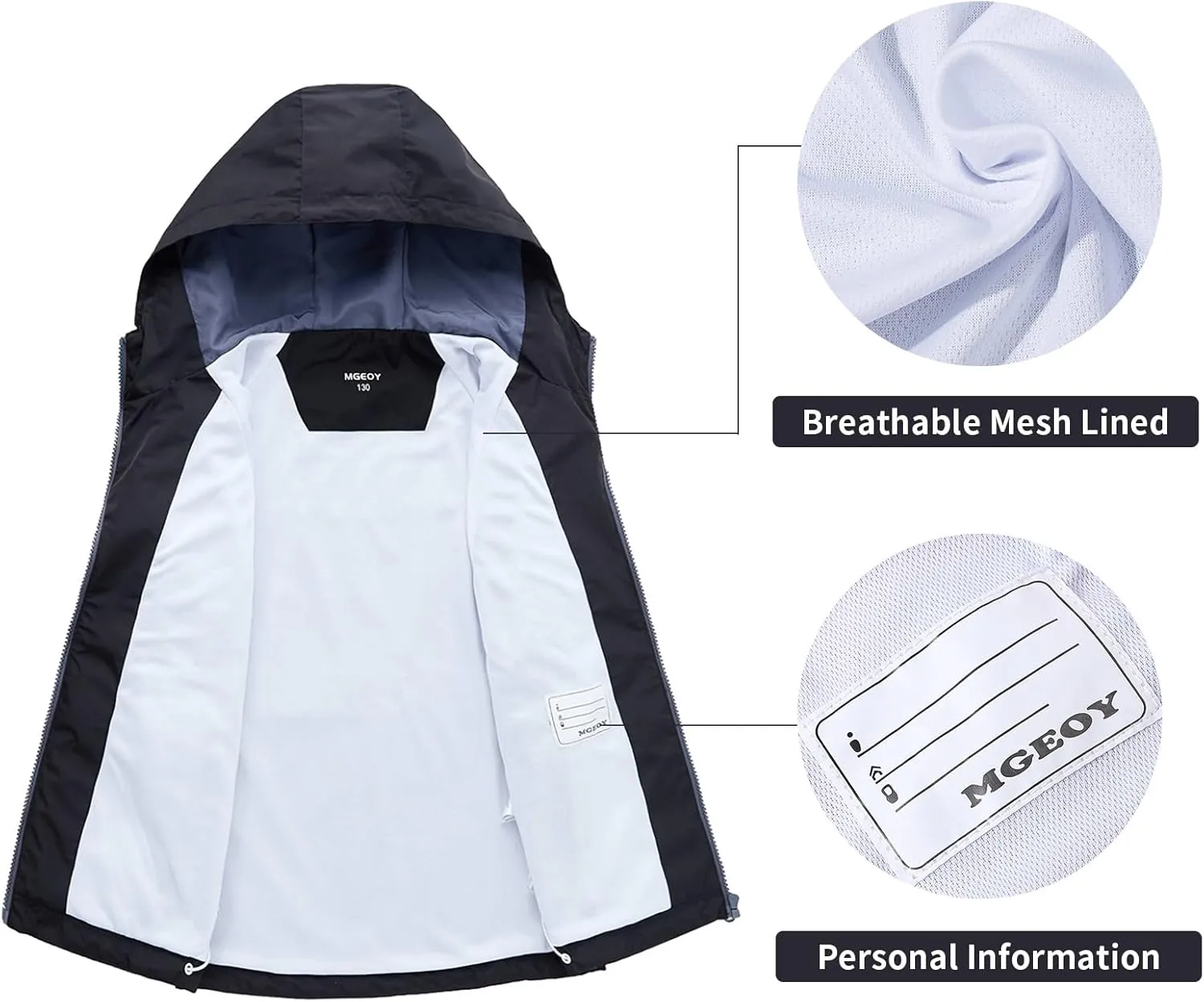 MGEOY Kids Rain Jackets Waterproof with Hood Lightweight Rain Coats for Girls Boys