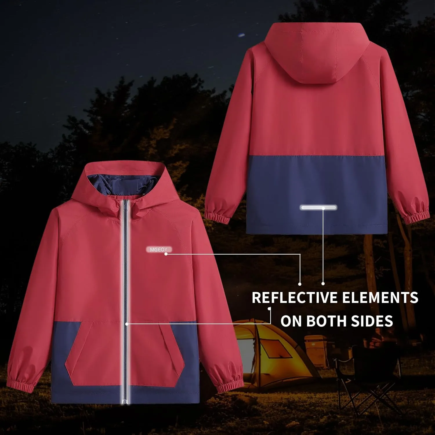 MGEOY Kids Rain Jackets Waterproof with Hood Lightweight Rain Coats for Girls Boys
