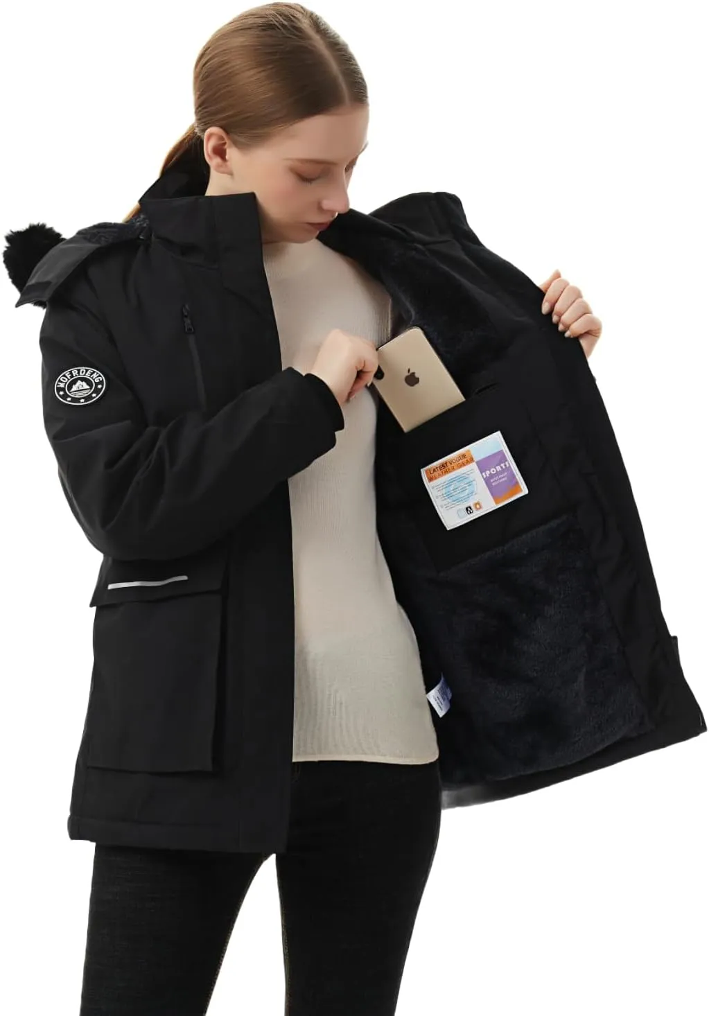 MOERDENG Women's Waterproof Winter Snow Coat Windproof Ski Jacket Hooded Snowboarding Jackets