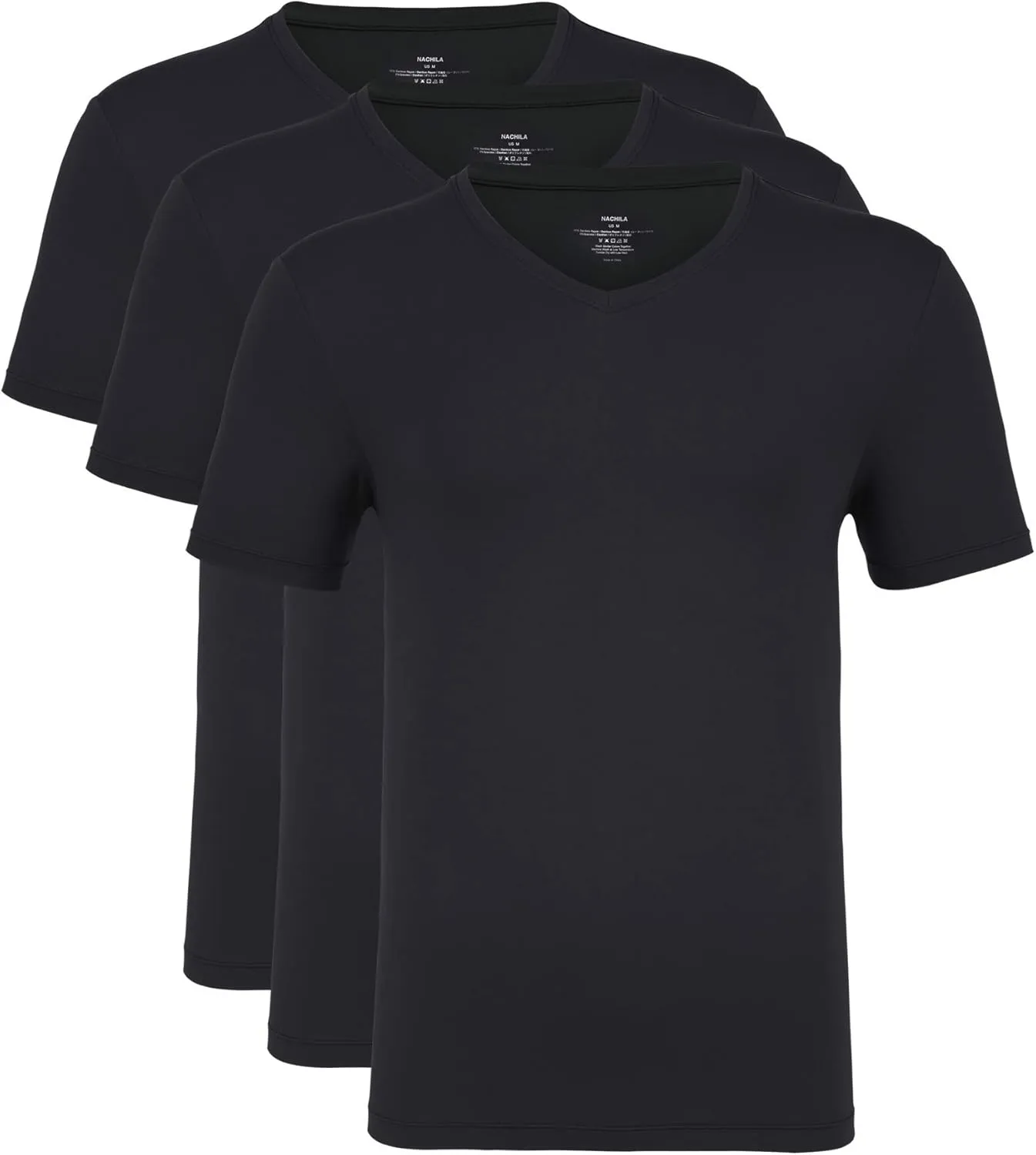 NACHILA Undershirts for Men- Viscose Made from Bamboo, 3 Pack Short Sleeve Tees Soft T-Shirts Comfy Loungewear Top