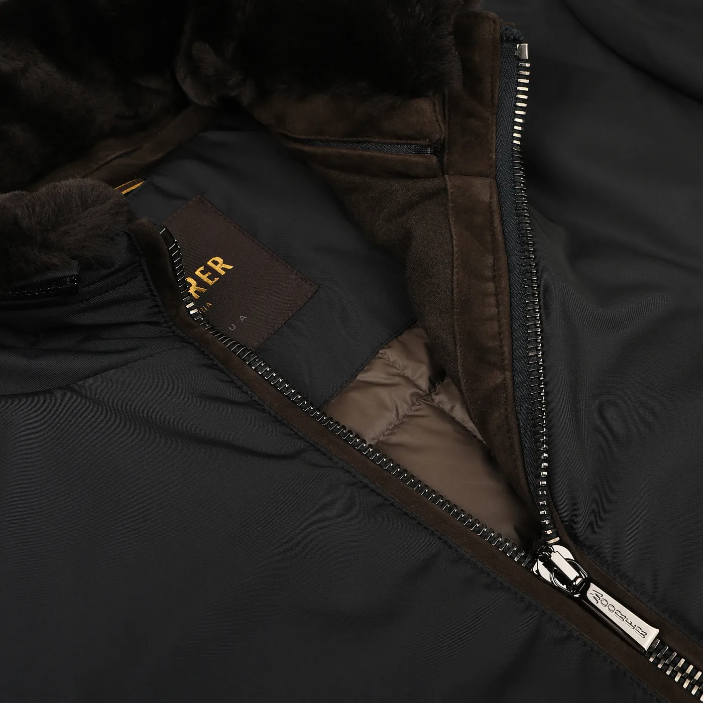 Navy Blue Nylon Down Padded Blouson