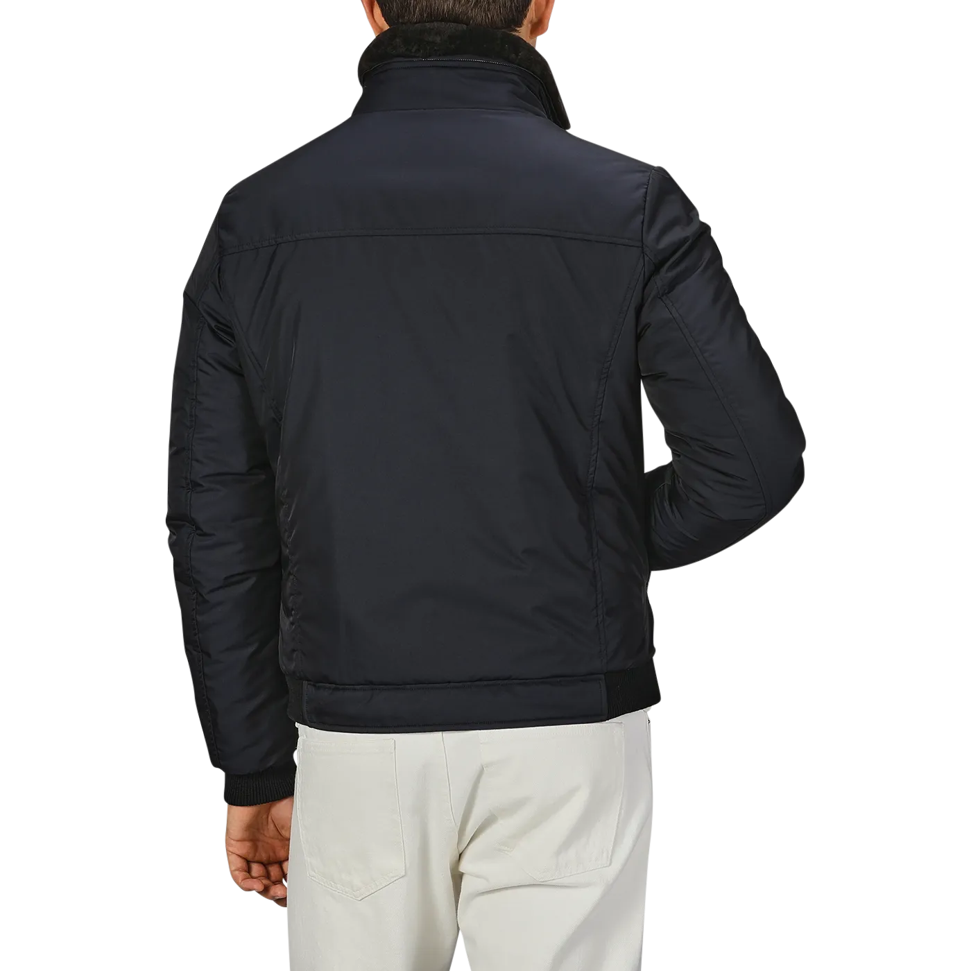 Navy Blue Nylon Down Padded Blouson