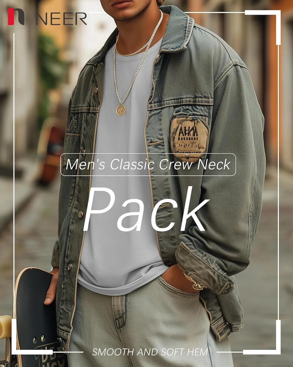 Neer 3 Pack Men's Round Neck T Shirts 95% Cotton M-7xl Big Tall Regular Tees Soft Short Sleeve 2025 Summer Basic Tops