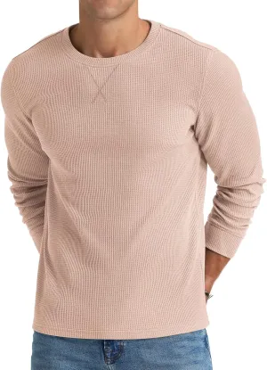 NITAGUT Mens Waffle Crewneck Shirts Slim Fit Long Sleeve Casual T-Shirt