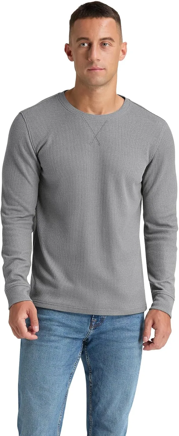 NITAGUT Mens Waffle Crewneck Shirts Slim Fit Long Sleeve Casual T-Shirt