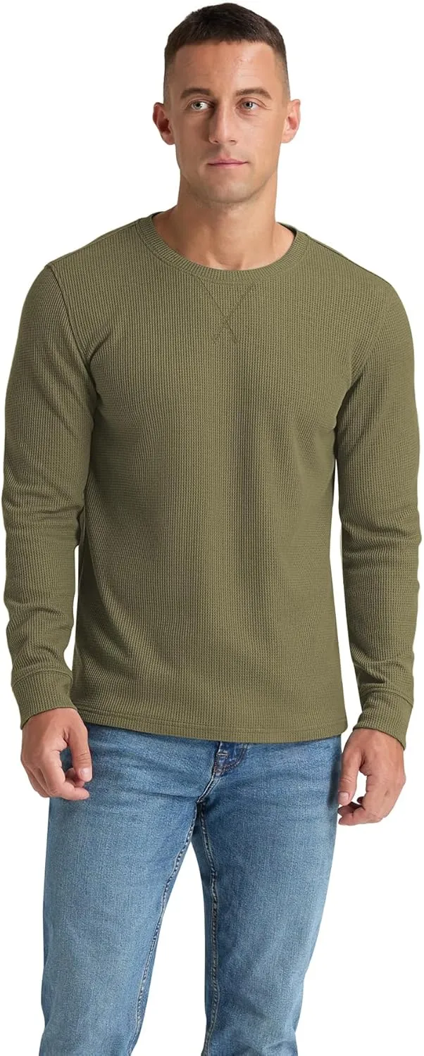 NITAGUT Mens Waffle Crewneck Shirts Slim Fit Long Sleeve Casual T-Shirt
