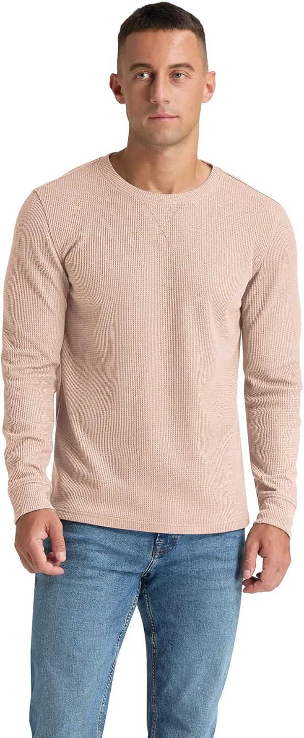 NITAGUT Mens Waffle Crewneck Shirts Slim Fit Long Sleeve Casual T-Shirt