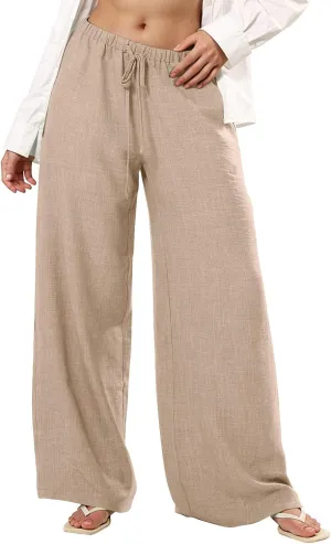 Parachute Pants for Women High Waisted Trousers Straight Leg, Womens Casual Pants Linen Palazzo Business Casual