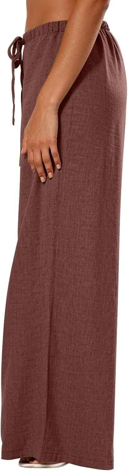 Parachute Pants for Women High Waisted Trousers Straight Leg, Womens Casual Pants Linen Palazzo Business Casual