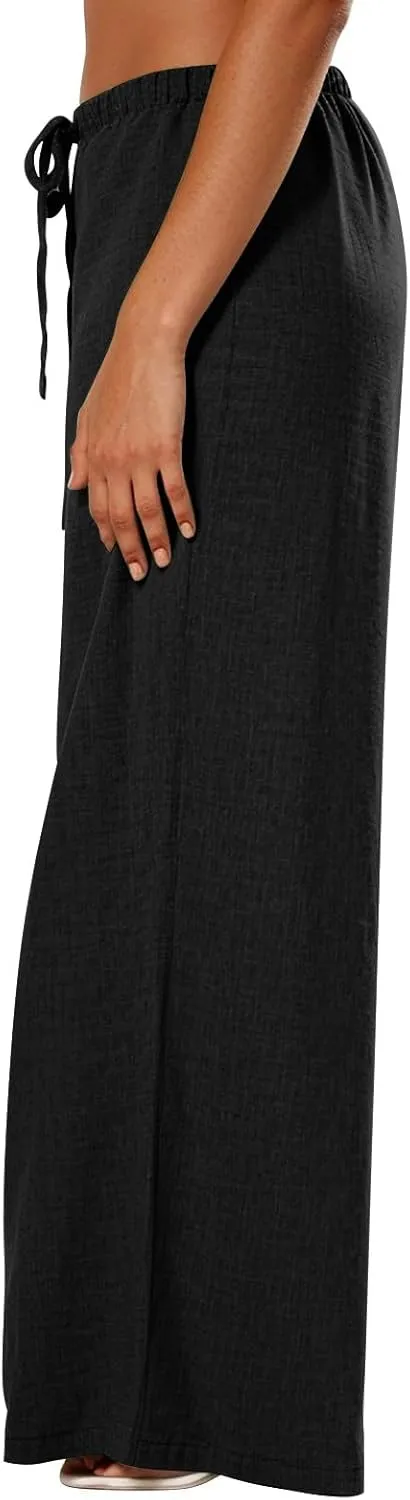 Parachute Pants for Women High Waisted Trousers Straight Leg, Womens Casual Pants Linen Palazzo Business Casual